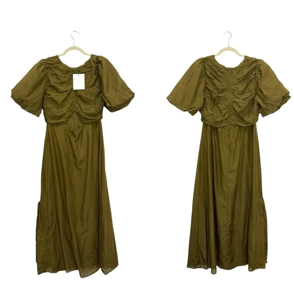 NWT DISSH FRANKIE OLIVE CUT OUT MIDI DRESS in Olive